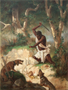 Cimarrón asediado por perros