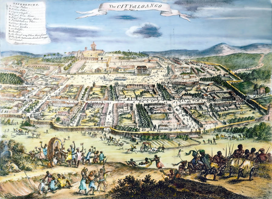 El reino de Loango, imaginado a partir de relatos de viajeros europeos