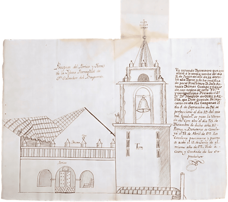 Prospecto de la iglesia de San Salvador de Bayamo, entre fines del siglo XVIII y principios del XIX