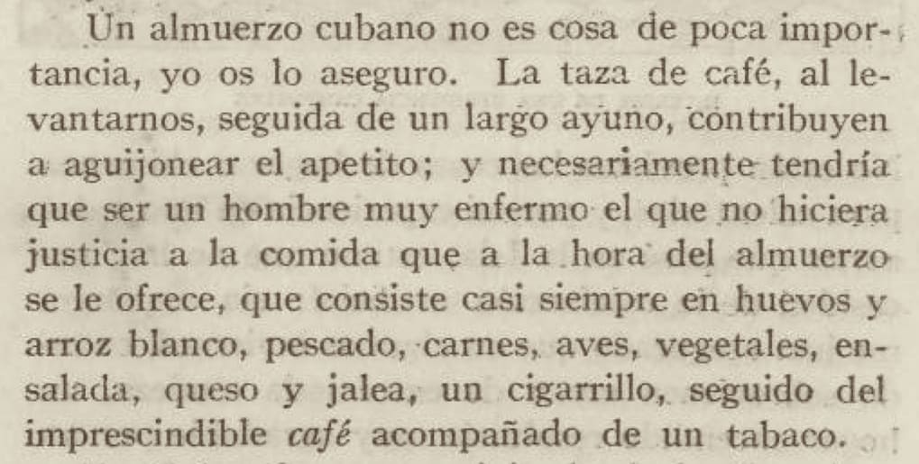Texto de Samuel Hazard sobre la gastronomía cubana del siglo XIX (sobre los platos del almuerzo)