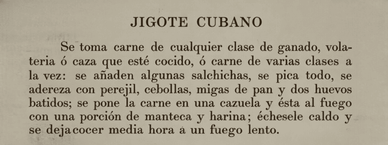 Receta de Jigote cubano