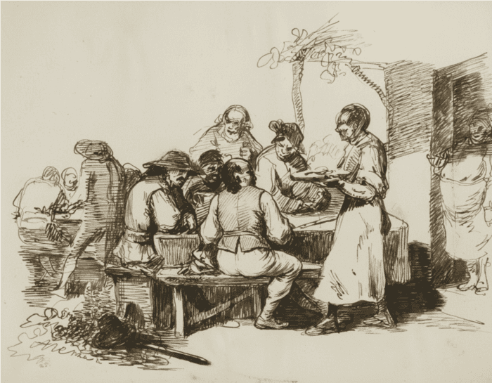 Representación gráfica de un ventorrillo en España, en el siglo XIX.