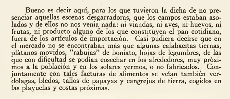 Texto impreso sobre los alimentos durante la reconcentración en Sagua la Grande, de Francisco P. Machado (1)